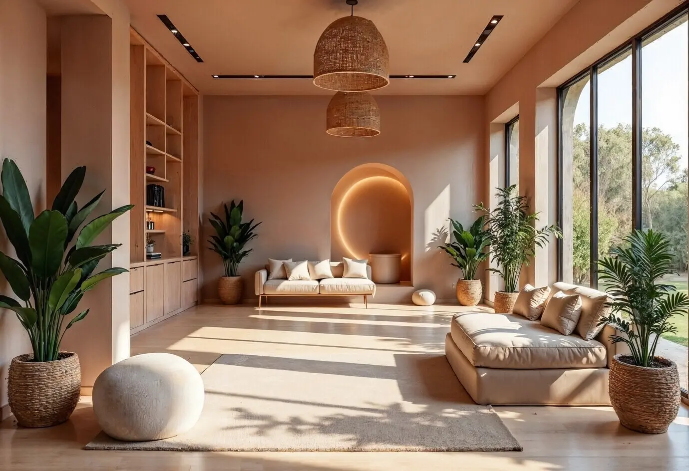 Умиротворённая гостиная в стиле минимализма